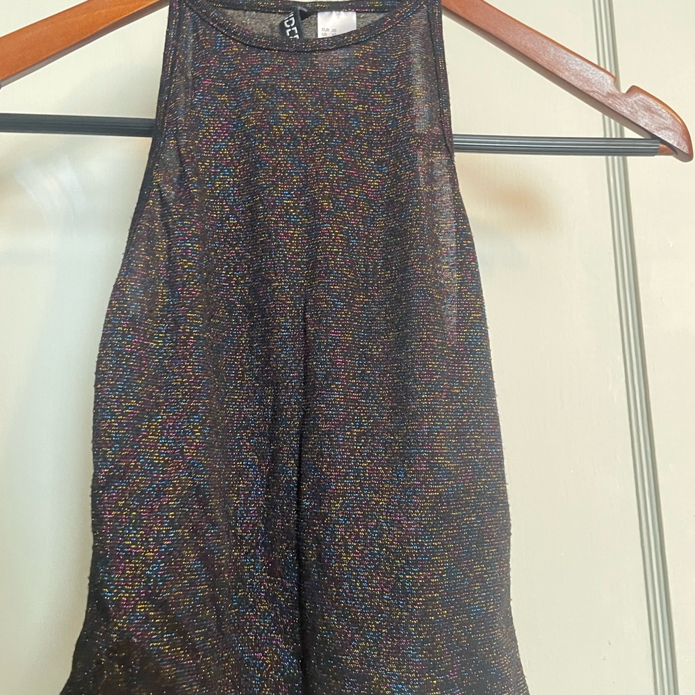 Divided Black Multicolor Sparkle Tank Top